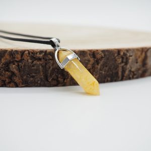 Cuarzo Citrino Prisma Colgante Acero