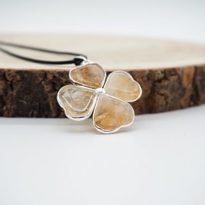 Cuarzo Citrino Trebol 4 Hojas Colgante